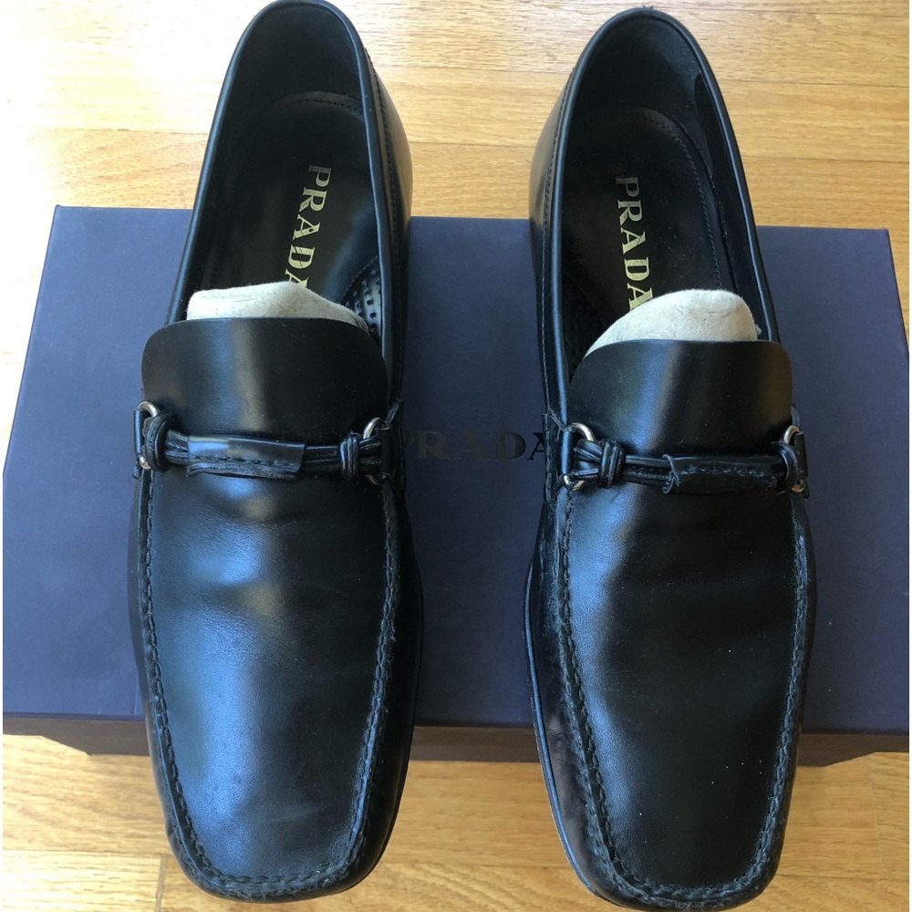 Authentic PRADA Men Leather Shoes/ Loafers US Size 10.5 Prada size 9.5